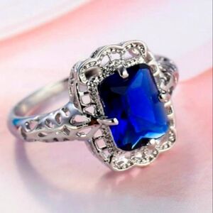 NWT Blue Gemstone Ring Set In A Tribal Sterling Silver 925 Ring💍